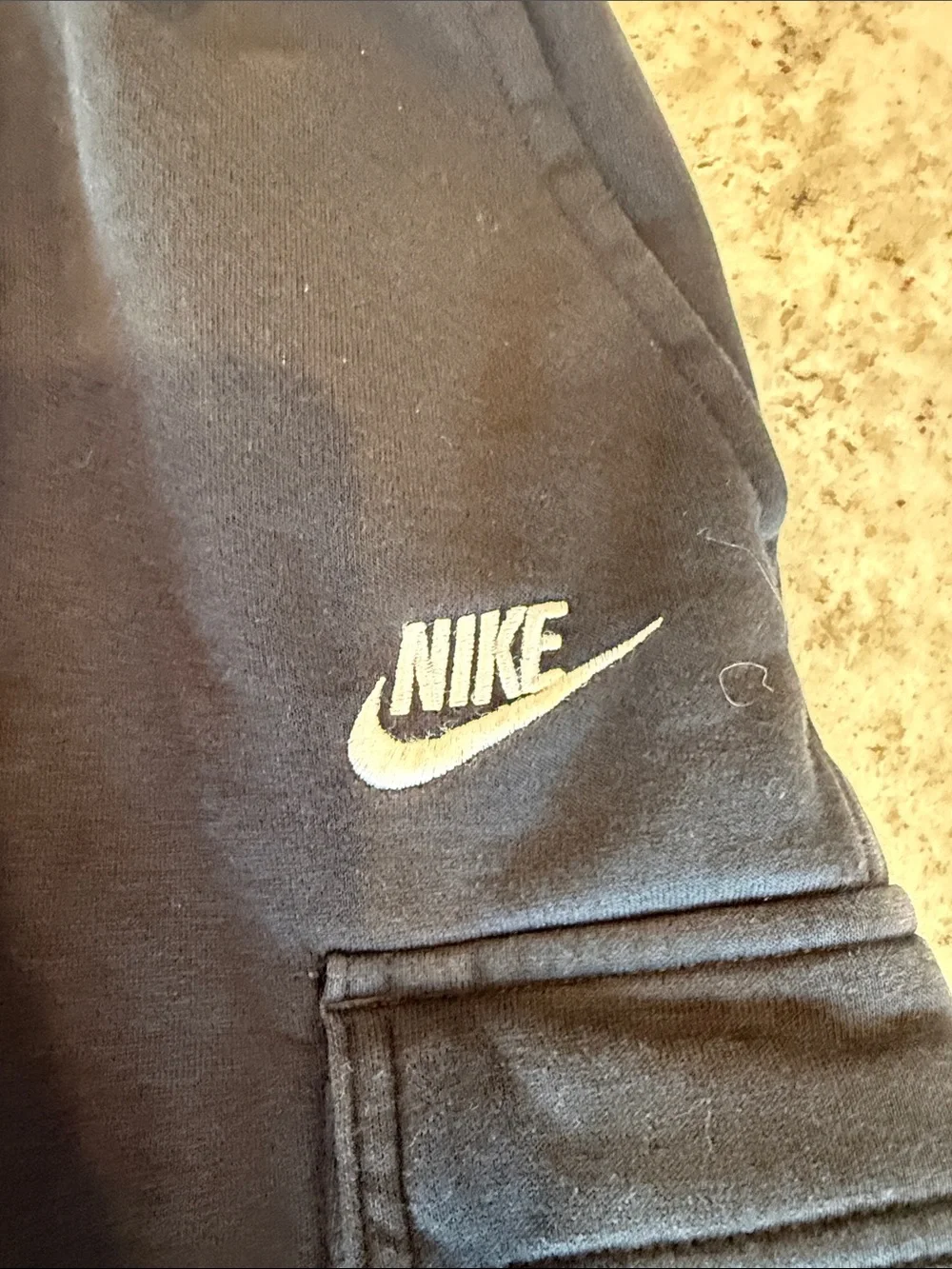 Nike Black Kids YL Cargo Joggers with White Swoosh